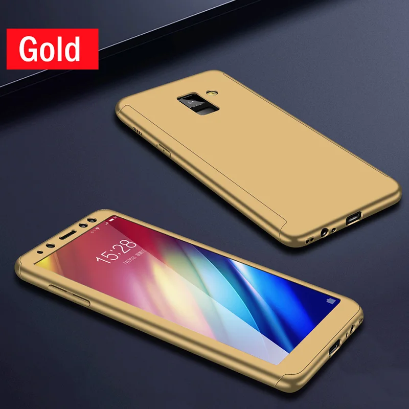 360 градусов чехол для телефона для samsung Galaxy A20E A10 A40 A70 полное покрытие чехол s для samsung J4 J6 A6 A8 плюс A750 S10 чехол Coque - Цвет: Золотой