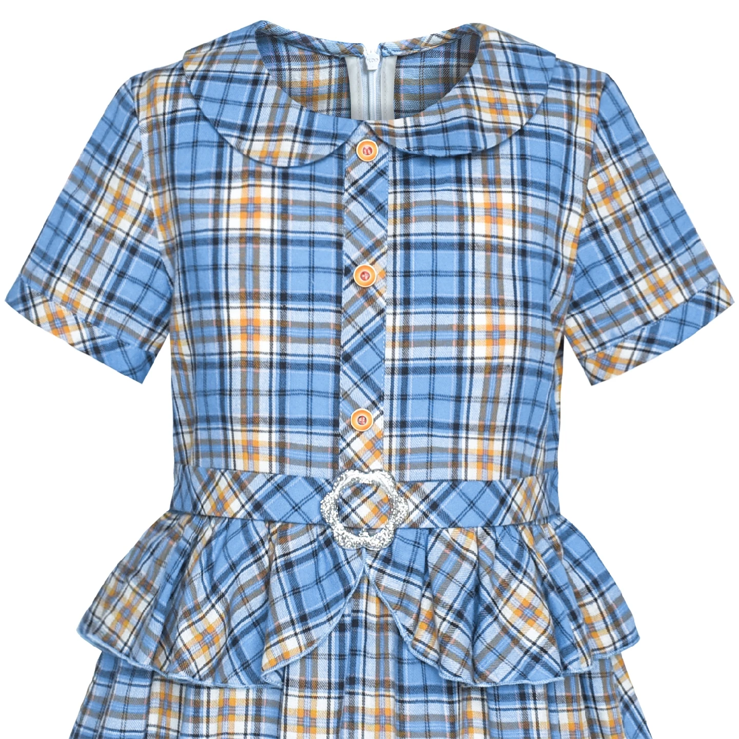 Girls Dress 2-in-1 Blue Tartan School Uniform Pleated Hem Belted Cotton 2019 Summer Princess Wedding Party Dresses Clothes | Детская