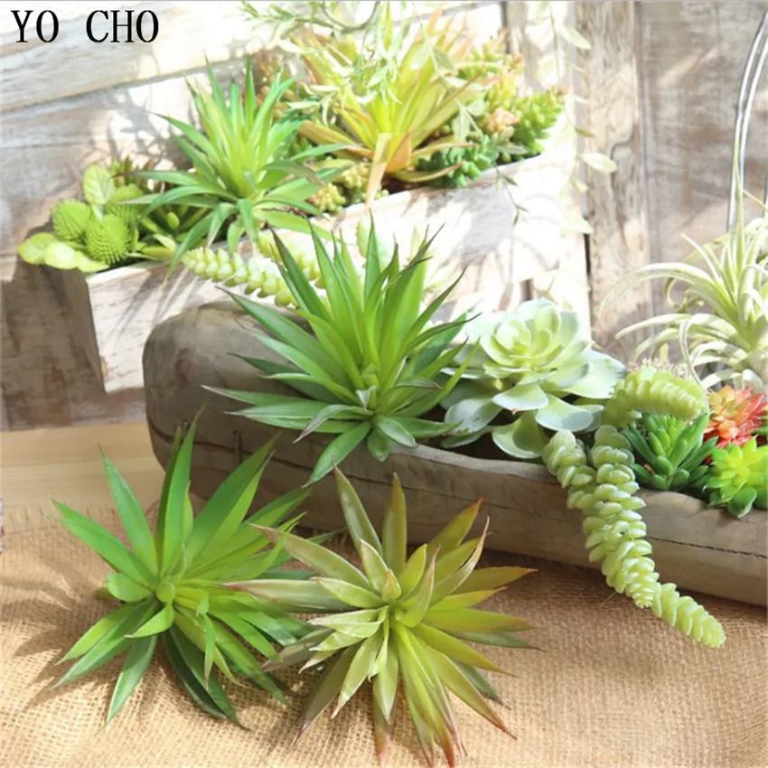 

YO CHO High Quality Artificial Green Plants Big Sword Leaf Eco-friendly PE PVC Fake Flowers For Window Garden Decor Green Plant