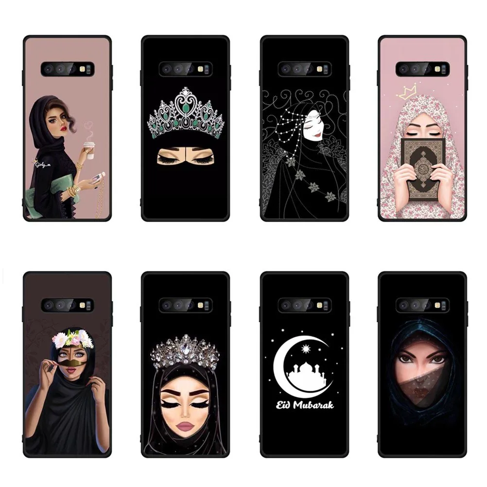 Muslim Islamic Gril Eyes Arabic Hijab Girl Black silicone Case For Samsung Galaxy S8 S9 NOTE 8 9 A7 2018 S10 Plus Lite | Мобильные