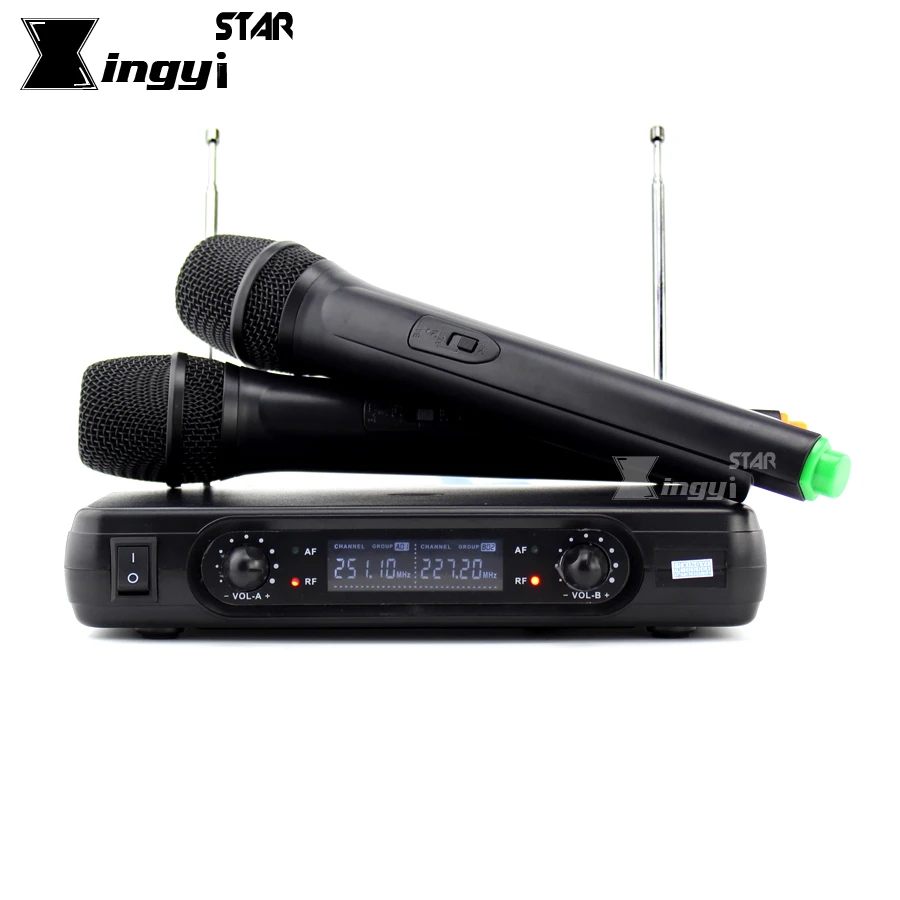 

Free Shipping Wireless Microphone System Dual Handheld Cordless Mic With Receiver For Stage Singer Karaoke Mixer Audio Amplifier