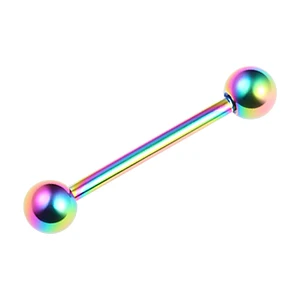 Rainbow 14 г титановые кольца для языка, шарики для пирсинга с наружной резьбой, прямые штанги, ювелирные изделия для тела, пирсинг сосков - Окраска металла: Rainbow