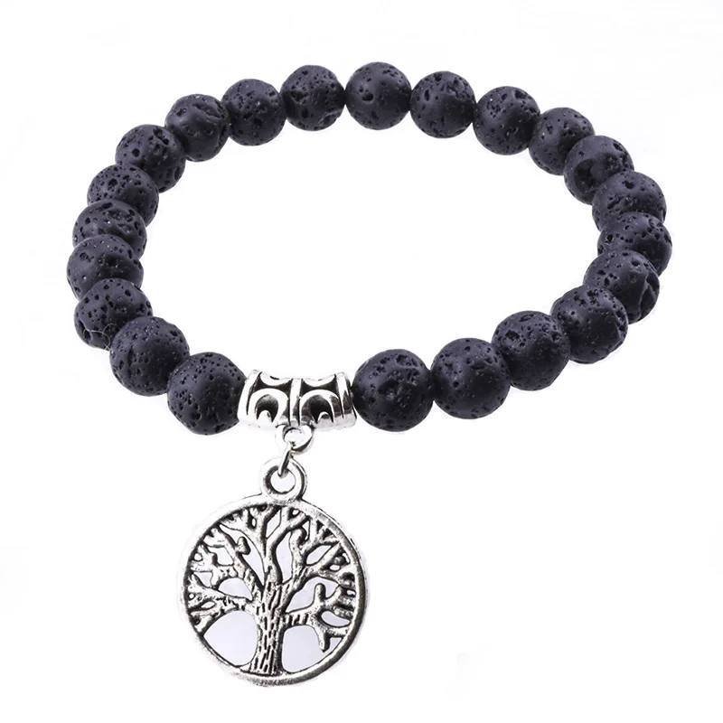 8mm Black Volcanic Lava Stone Opal Beads Essential Oil Perfume Diffuser Bracelet for women jewelry | Украшения и аксессуары