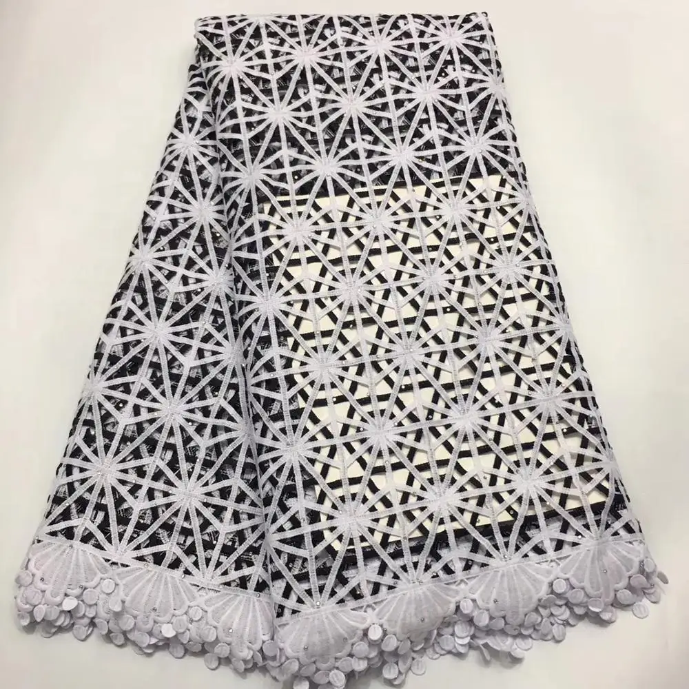

High Quality African Chemical Lace Fabric Water Soluble Yellow Nigerian Guipure Wedding Dress African Lace Fabric ELLAJUL022