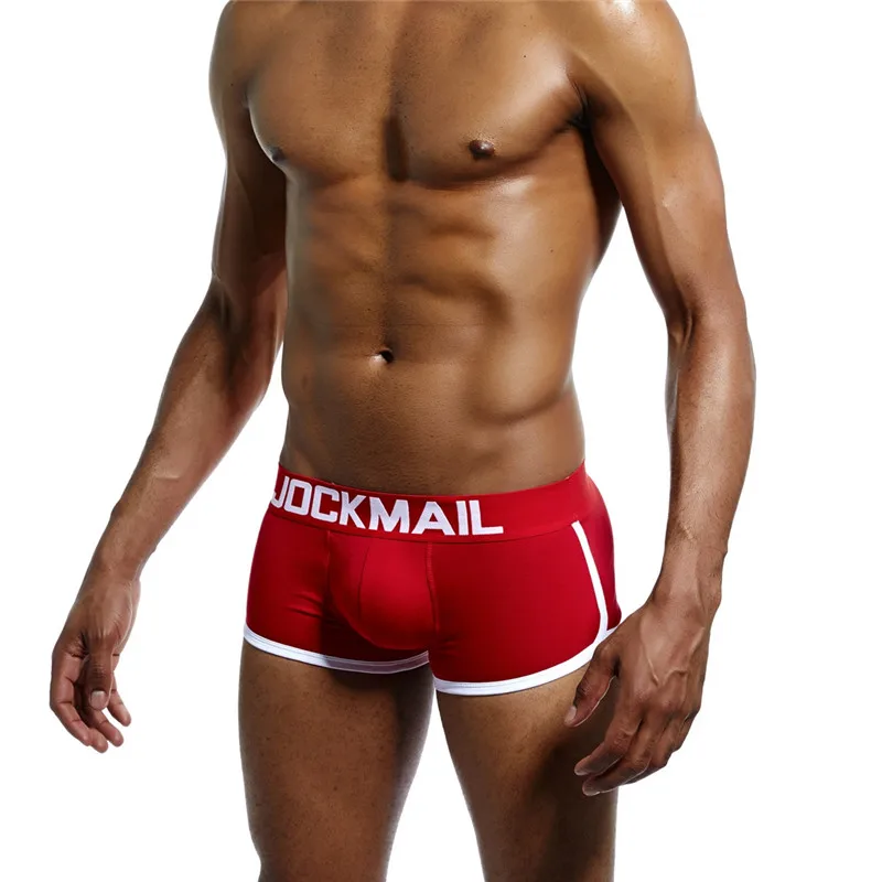 JOCKMAIL, фирменное Мужское нижнее белье, боксеры, плавки с сексуальным мешочком для пениса, усиление выпуклости спереди+ сзади, Двойная съемная чашка пуш-ап