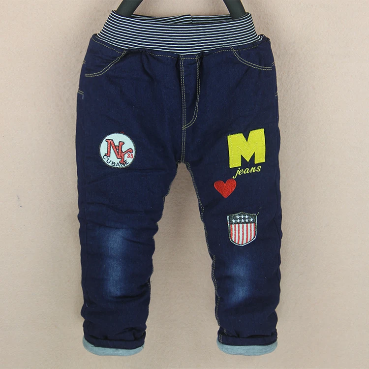 Супер акции Новинка 2017 года зимние детские джинсы для мальчиков теплый модный