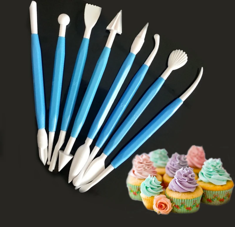 8 шт./лот ABS DIY Кондитерские торт кекс Fondant Цветок Sugarcraft моделирование скульптуры украшения Резаки для SIM-карт Инструменты комплект Кухня bakware