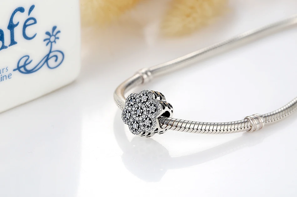 Fit pandora браслет стерлингового серебра 925 цветок, apple, узел Сердце, Клевер Хрустальные Бусы Подвески DIY Изготовления Ювелирных Изделий