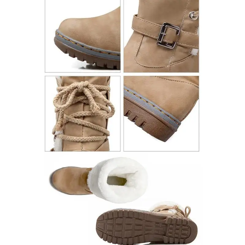 Женские зимние ботильоны ASILETO водонепроницаемые ботинки со шнуровкой и пряжкой
