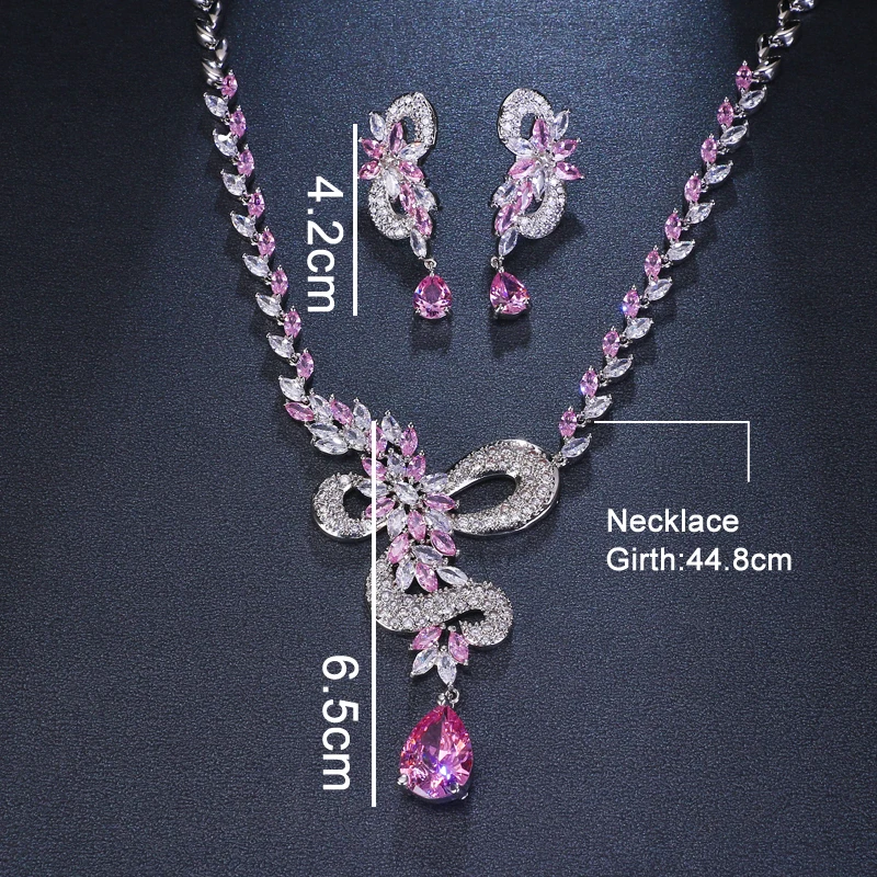 GMGYQ Роскошные ювелирные изделия серьги ожерелье Фиолетовый капли воды набор из