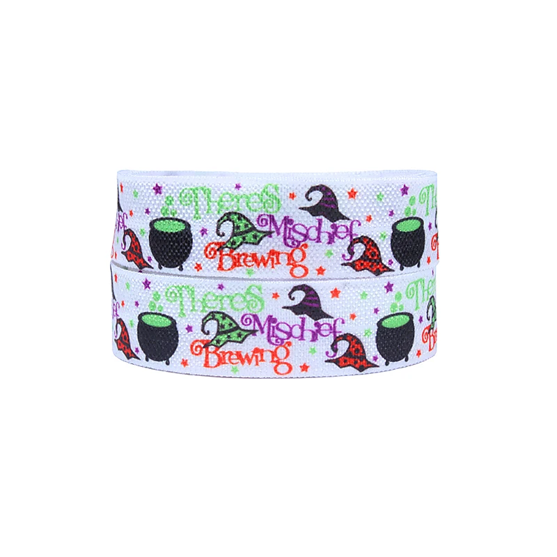 

FLRA FOE(50 yards/lot) Free shipping Halloween holiday foe elastic ribbon, 5/8" witch hat printed fold over elastic