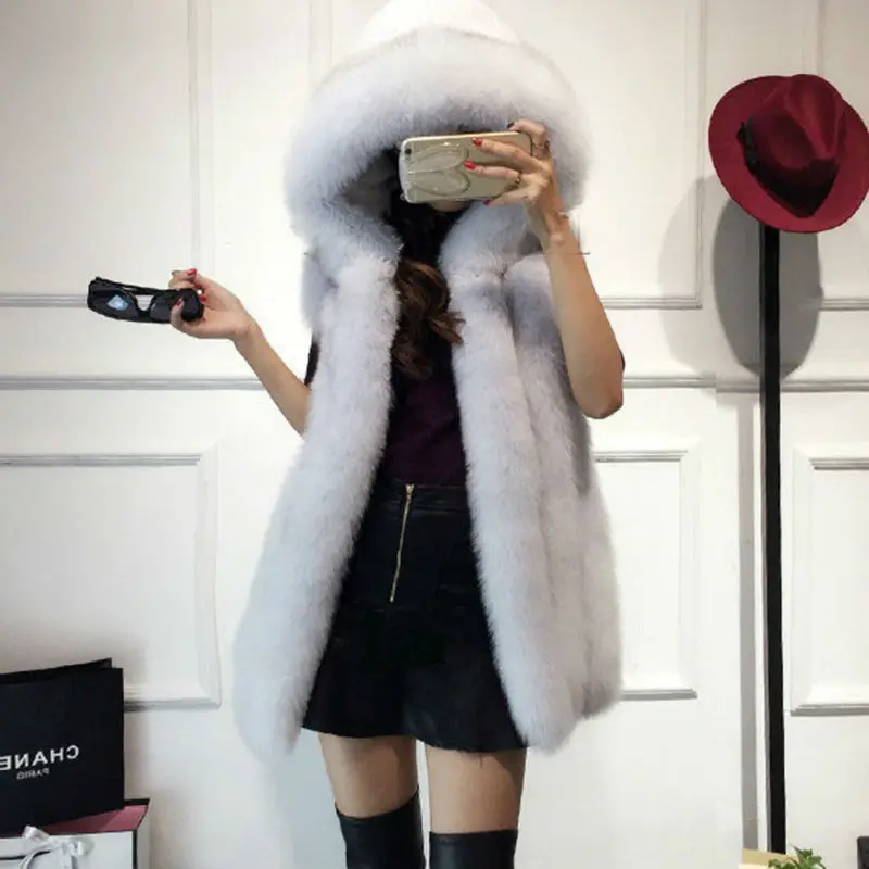 Пальто из искусственного меха 2019 жилет женская меховая куртка с капюшоном