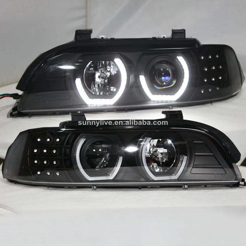 Для BMW E39 фара ангельские глазки 1995 2003 год черный корпус JX|Фара для авто в сборе| |