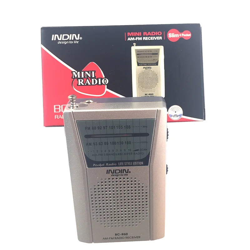 Портативный мини музыкальный радиоприемник BCR60 многофункциональный AM/FM для