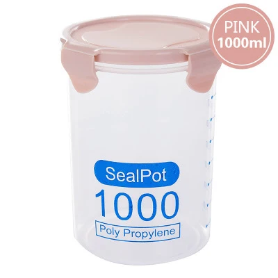 PINK 1000ml Boxi 3Psc/набор диспенсер для зерновых прозрачных пластиковых банок и крышек, Герметичная канистра, кухонная сортировочная коробка для хранения продуктов, контейнер - Цвет: PINK 1000ml