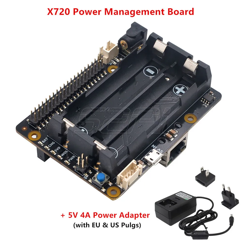 X720 Board and Power 52Pi X720 Плата расширения управления питанием с UPS шляпой(18650 не входит в комплект) безопасное выключение Алюминиевый Чехол для Raspberry Pi 3B+/3B - Цвет: X720 Board and Power