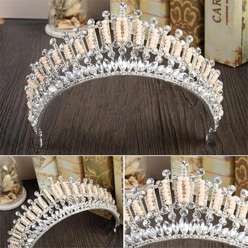 CC tiaras коронки для волос Роскошный Розовый Кристалл Дизайн обручальные свадебные