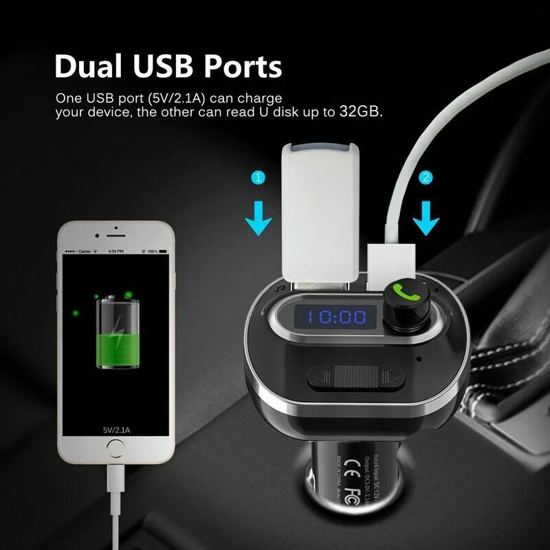 Беспроводной Bluetooth Автомобильный Handsfree AUX аудио приемник FM адаптер USB зарядное