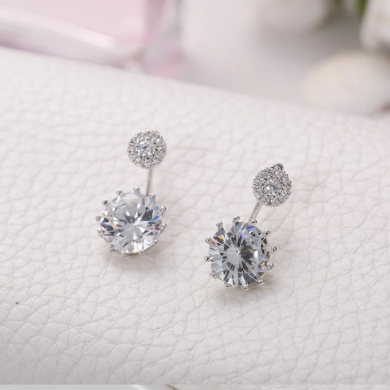 Manxiuni Luxury Stud Long Earrings for Women Wedding Round Zircon Party Gift Rhodium Plated Wholesale | Украшения и аксессуары
