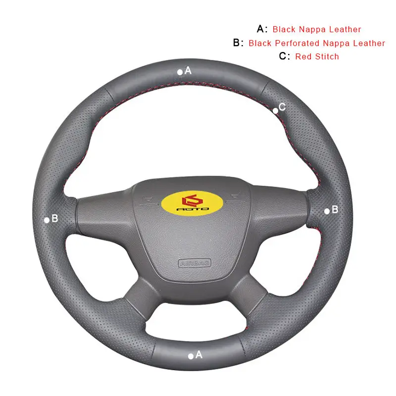 Nappa Leather Оплетка на крышке рулевого колеса для Ford Focus 3 2012- Kuga Escape 2013- C-MAX 2011- автомобильные чехлы на руль из кожи - Название цвета: Nappa Leather