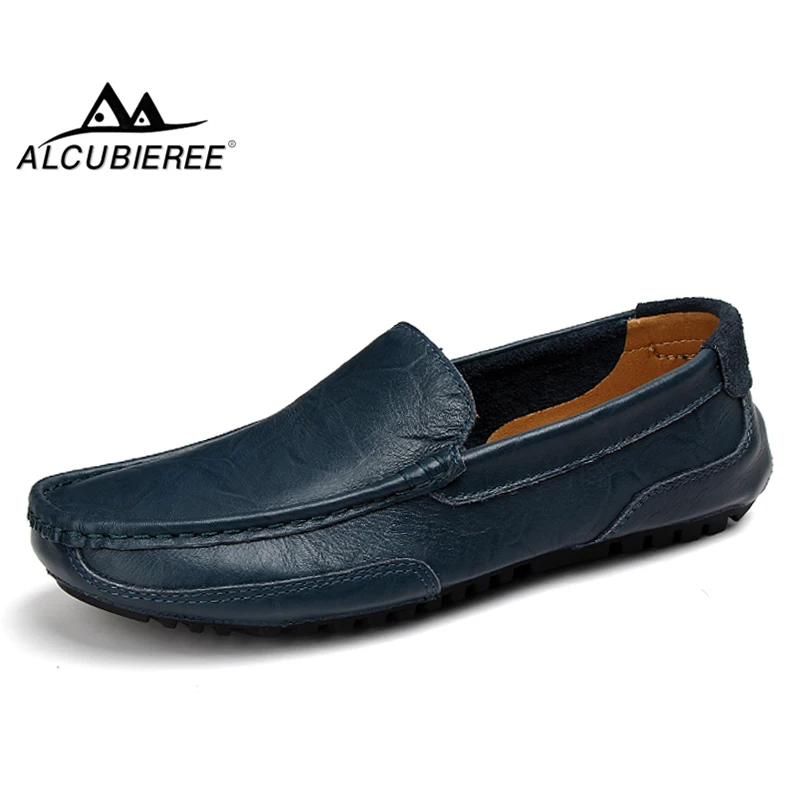 ALCUBIEREE New Releases Mens Boat Shoes Casual Loafers Slip On Flat Driving Italian Handmade Moccasins Chaussures Hommes | Обувь