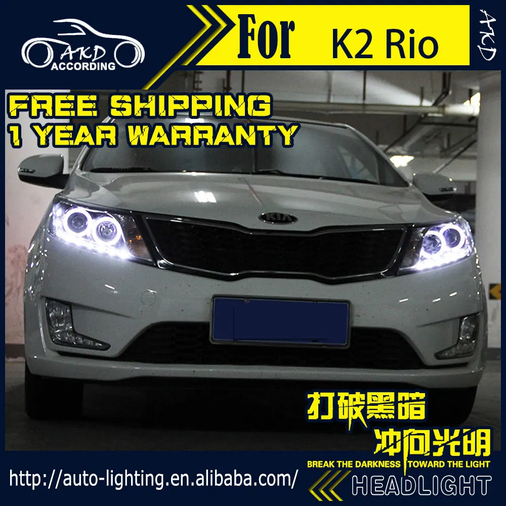 AKD автостайлинг фары для Kia K2 Rio светодиодный ные 2011 2014 ангельские глазки DRL H7 D2H Hid