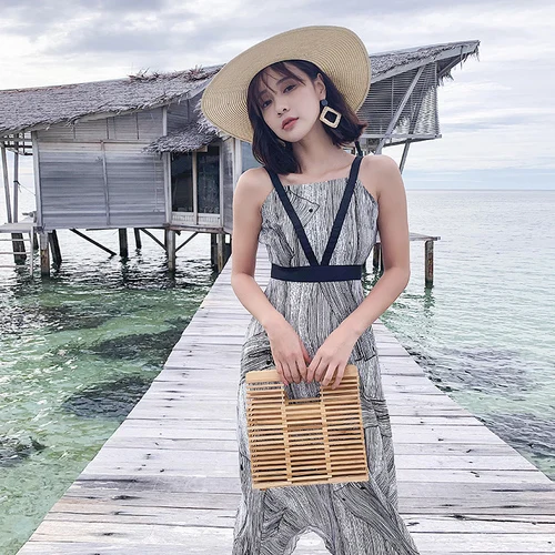 Backless Vacation Vestidos Lace Up Bowknot Summer Dresses Print Spaghetti Strap Beach Dress Mid Long Elegant Fashion Robe Femme | Женская