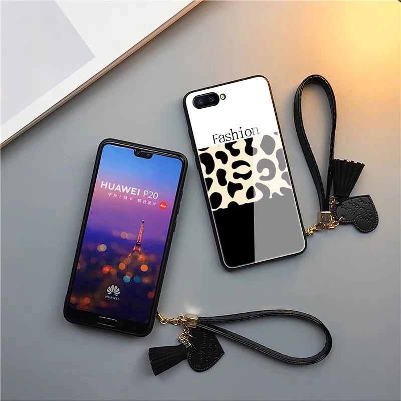 Леопардовый чехол из закаленного стекла для телефона для iPhone 7, чехол, сексуальный Модный с ремешком, чехол с кисточкой для iPhone XS Max 7 8 6 6S Plus