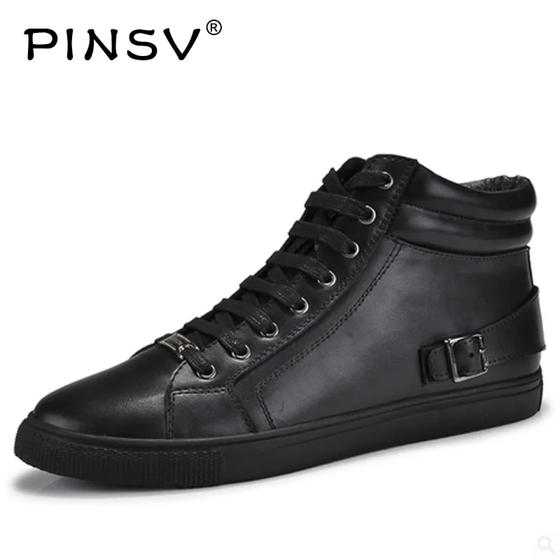 PINSV ручной работы Мужские зимние сапоги на шнуровке Для Мужчин's Обувь из спилка