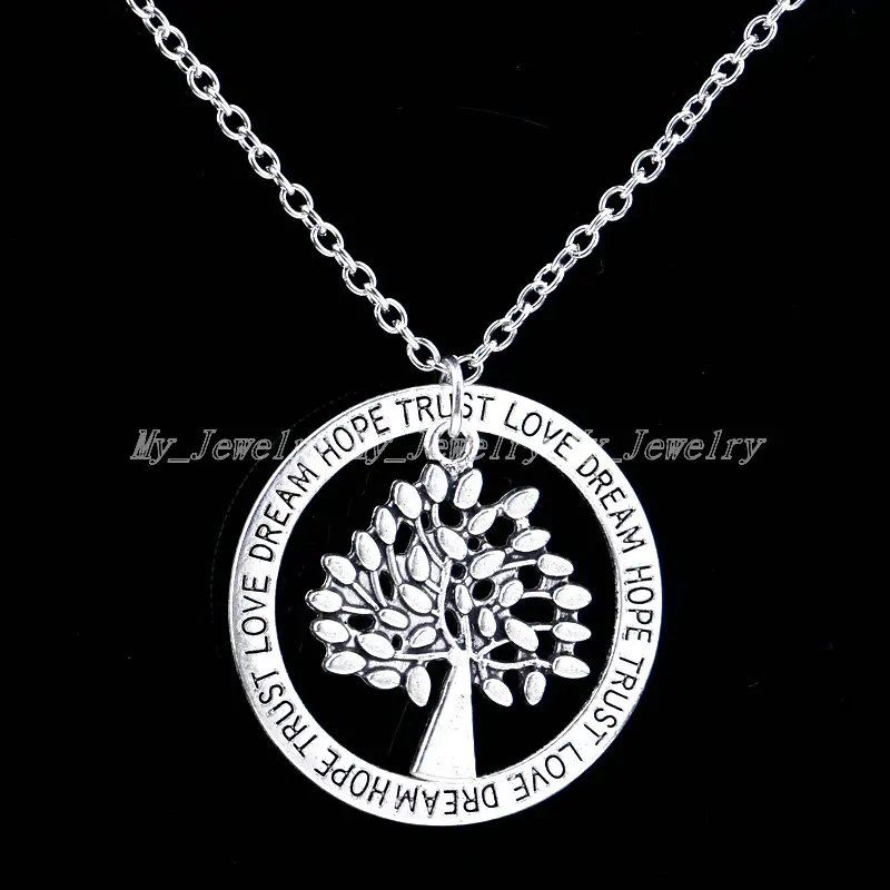 Life Of Tree Circle Love Hope Dream Trust Round Pendant Necklace Women Family Friends Charm Exquisite New Chain Jewelry |