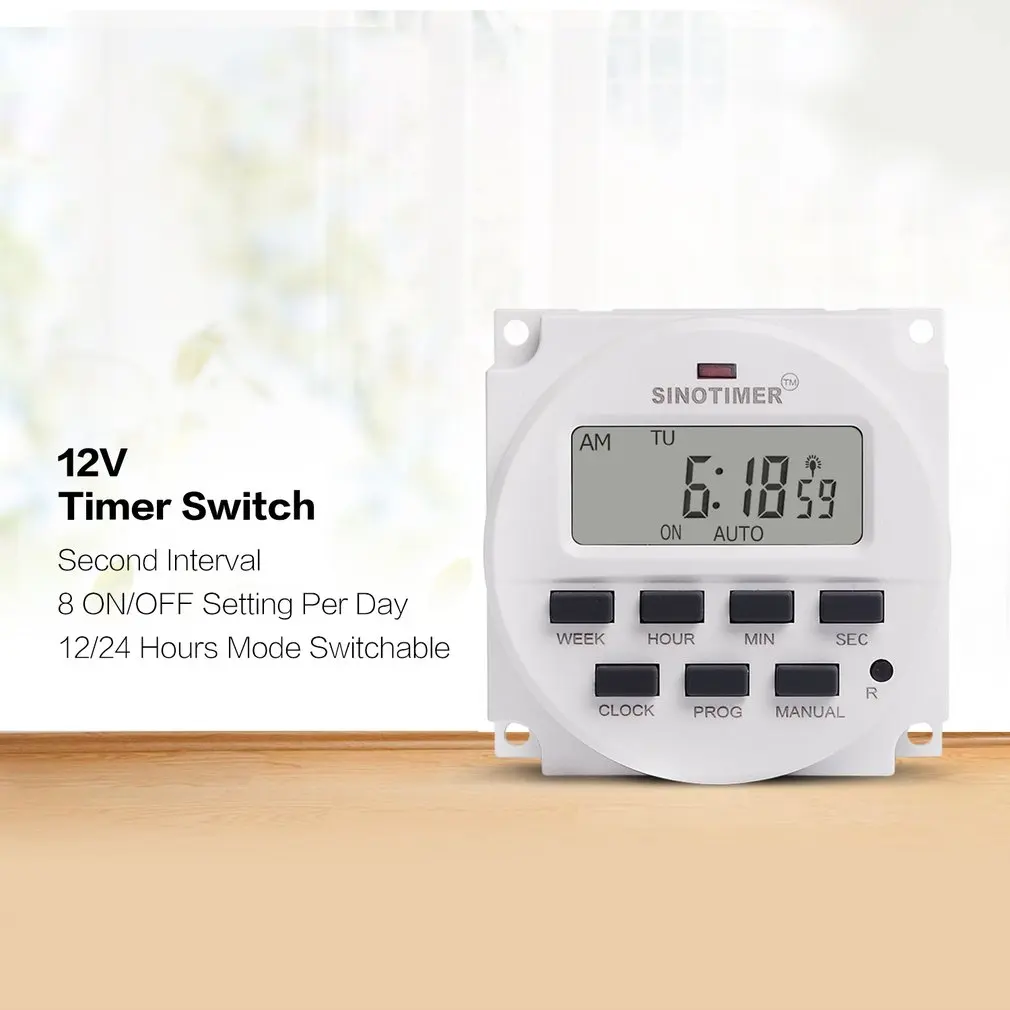 SINOTIMER 12V Weekly 7 дней программируемый цифровой реле времени таймер управление для