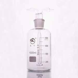 Газовая бутылка для мытья, емкость 1000 мл, лабораторное стекло, бутылка для мытья, кальян
