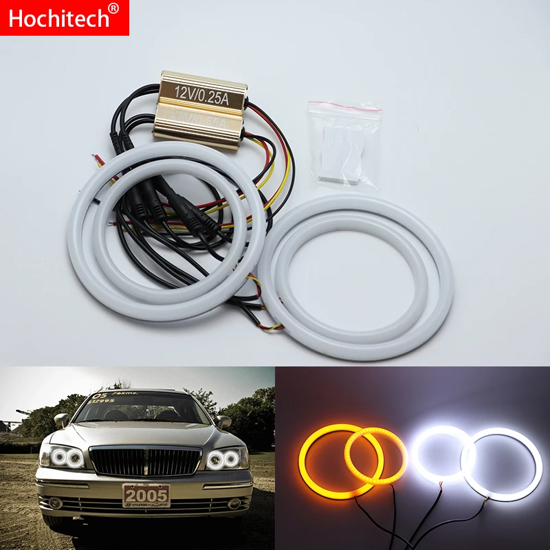 for Hyundai Grandeur 1998-2005 White &amp Amber Dual color Cotton LED Angel eyes kit halo ring DRL Turn signal light | Автомобили и