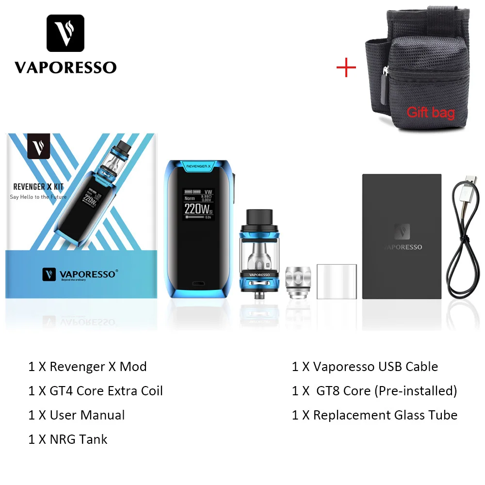 Оригинальный vaporesso Мститель X 220 Вт TC комплект с 5 мл nrg бак и x mod поле Электронные
