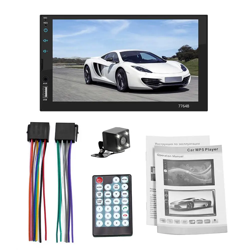 With Frame Частный завод 7764B Автомагнитола HD " сенсорный экран стерео 2 Din Bluetooth FM SD USB Aux вход Зеркало Ссылка Android Mp5 плеер - Цвет: With Frame