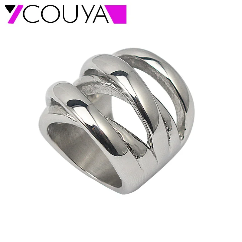 Новые модные панк 316L Нержавеющая сталь Кольца для Для женщин широкий Винтаж