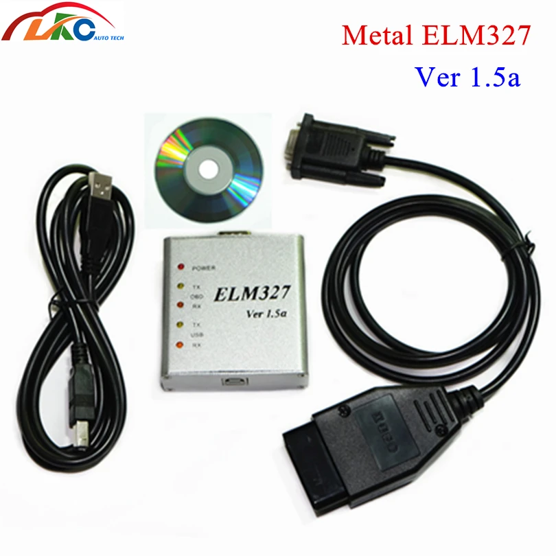 20 шт./лот DHL Бесплатная доставка металлический алюминиевый ELM327 V1.5 OBD2 USB интерфейс