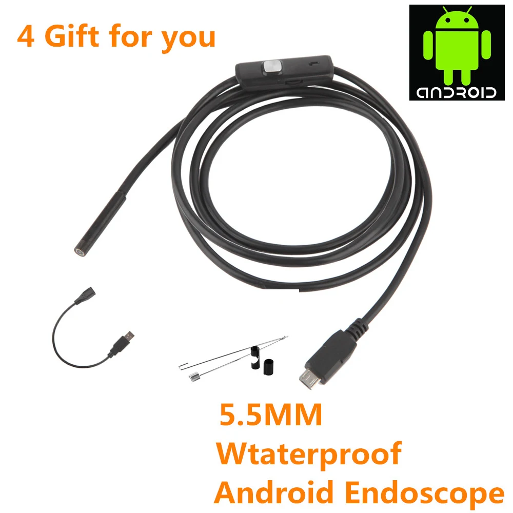 5 мм объектив 1 м/2 м/3 м/5 м Полужесткий кабель Android USB эндоскоп камера
