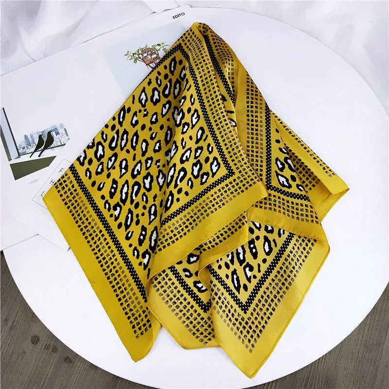 Новинка 2019 женский шарф с леопардовым принтом квадратный Шелковый Атласный