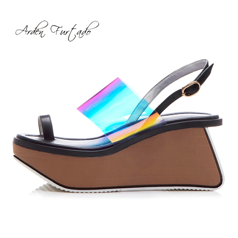 Женские туфли на танкетке Arden Furtado Элегантные повседневные прозрачные из ПВХ с