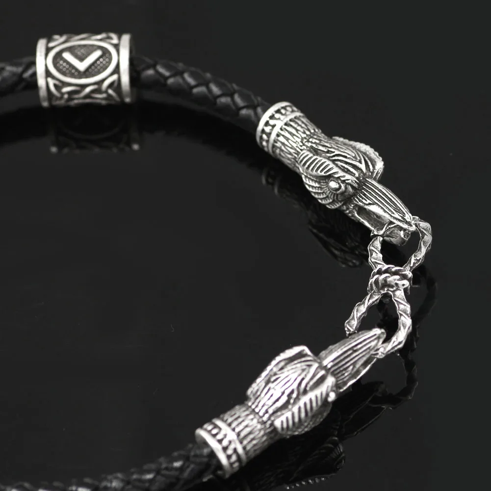 Viking Амулет из натуральной кожи Odin браслет с вороном викингом амулет узелком