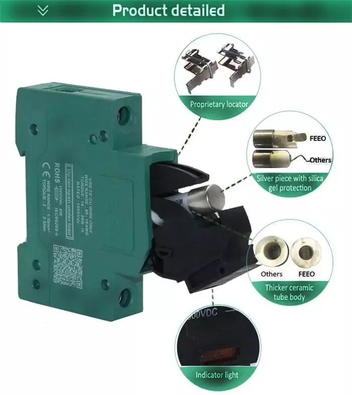 Автоматический CE DC PV 32 Amp 10x38 1000V din-рейку электронный Солнечный 1000Vdc держатель предохранителя+ предохранитель TUV сертификат