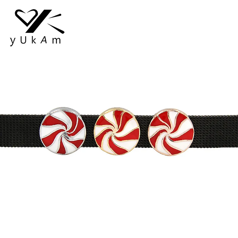 Ювелирные слайдеры YUKAM круглые красные эмалированные Слайдеры для