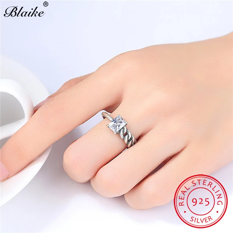 Blaike Boho черный/синий квадратный Аквамарин Открытые Кольца для мужчин женщин