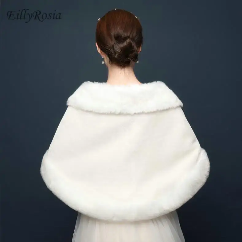 Женское болеро из искусственного меха EillyRosia зимнее меховое с накидкой на