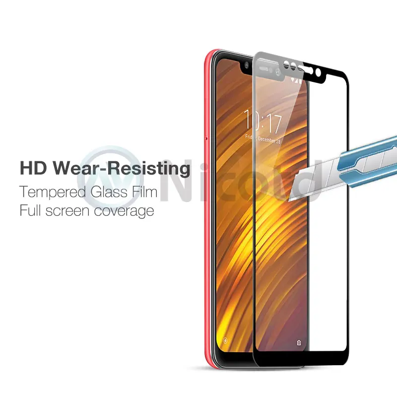 Закаленное стекло Nicotd для Xiaomi Pocophone F1 защита экрана полное покрытие redmi 5 plus S2 5A 6a pro