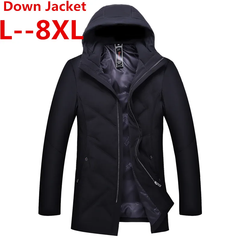 

Plus 8XL 6XL 5X Long Down Jacket Men Winter Coat Fashion Winter Warm White Duck Thick Down Jacket Hooded Winter Outerwear Jacket