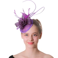purple millinery cocktail hats sinamay fascinators with feather wedding hair accessories kentucky new arrival high quality xmf83