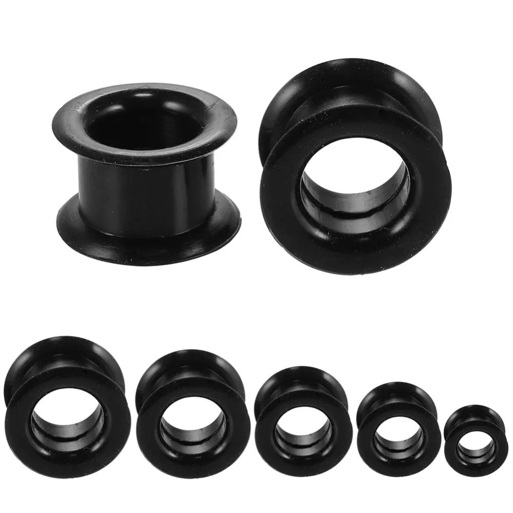 

1Pair /Lot Black Plugs and Tunnels Ear Piercings Silicone Ear Gauge Ear Stretcher Expanders Lobe Earlets Body Jewelry Piercings