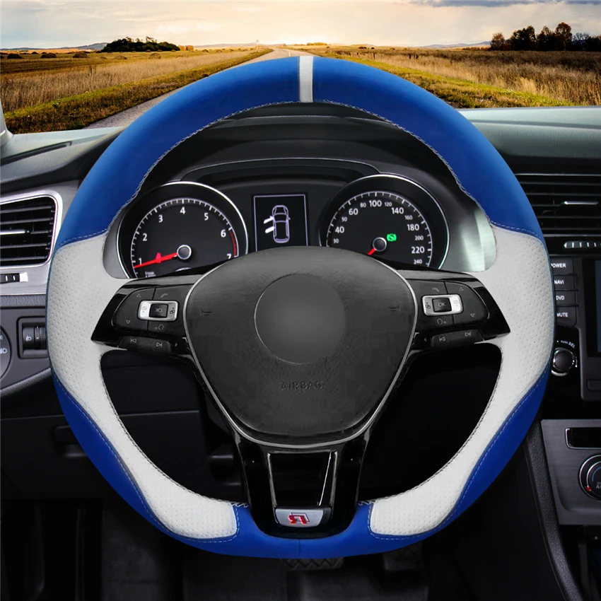 MEWANT синий белый кожаный чехол на руль для Volkswagen VW Golf 7 Mk7 новый Polo Jetta Passat B8 Tiguan Sharan